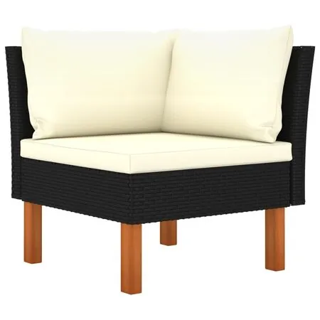  Set mobilier de grădină cu perne, 10 piese, negru, poliratan
