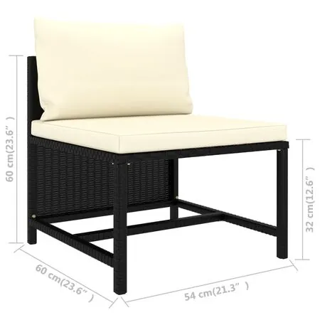  Set mobilier de grădină cu perne, 8 piese, negru, poliratan