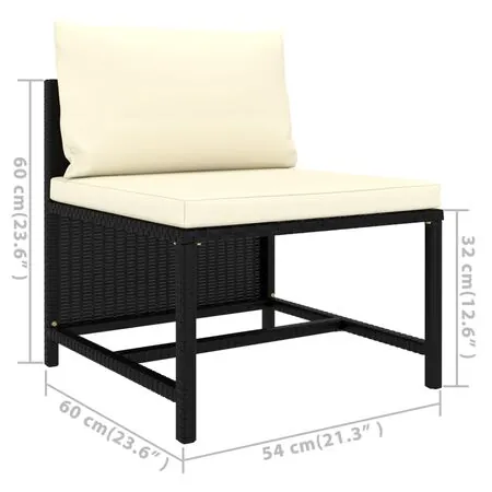  Set mobilier de grădină cu perne, 7 piese, negru, poliratan