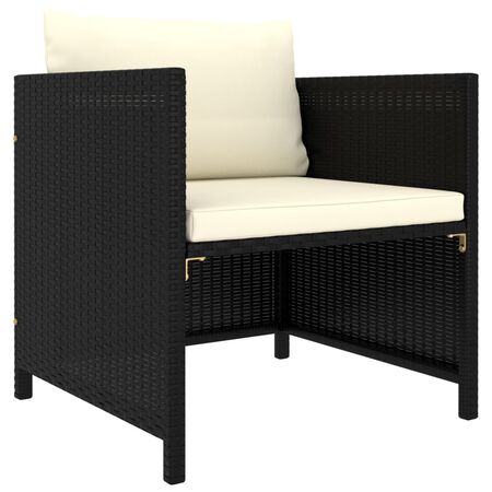  Set mobilier de grădină cu perne, 12 piese, negru, poliratan