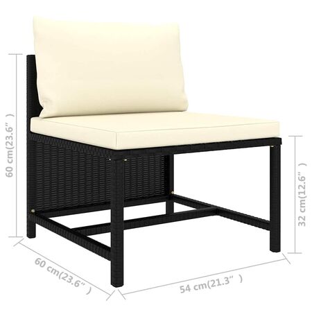  Set mobilier de grădină cu perne, 12 piese, negru, poliratan