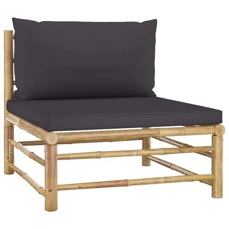  Set mobilier de grădină cu perne gri închis, 6 piese, bambus