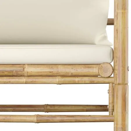  Set mobilier de grădină cu perne alb crem, 12 piese, bambus