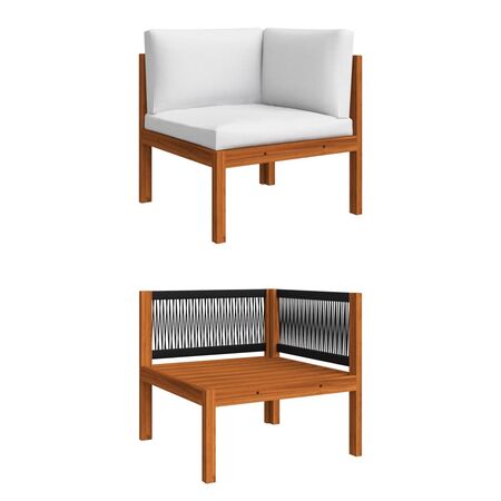  Set mobilier grădină cu perne. crem, 6 piese, lemn masiv acacia