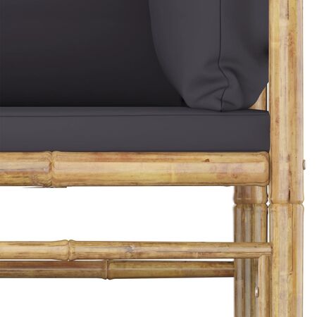  Set mobilier de grădină cu perne gri închis, 5 piese, bambus