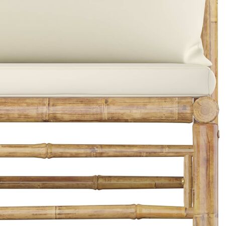  Set mobilier de grădină cu perne alb crem, 12 piese, bambus