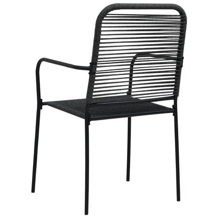  Set mobilier de grădină, 7 piese, negru, frânghie bumbac & oțel