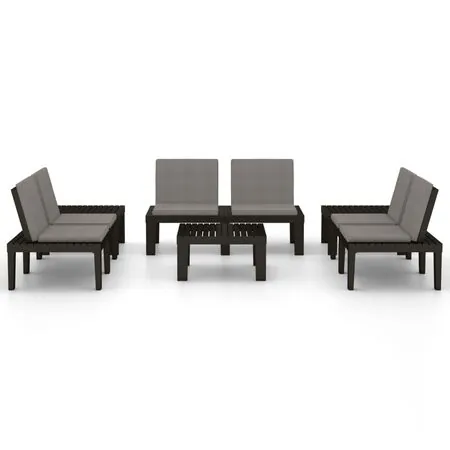  Set mobilier de grădină cu perne, 6 piese, gri, plastic
