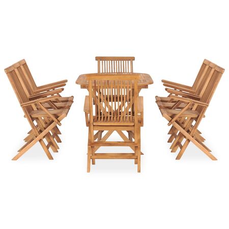  Set mobilier de exterior pliabil, 9 piese, lemn masiv de tec