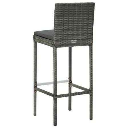  Set mobilier bar de grădină cu perne, 5 piese, gri, poliratan