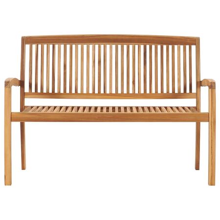  Bancă de grădină stivuibilă cu pernă, 128,5 cm, lemn masiv tec