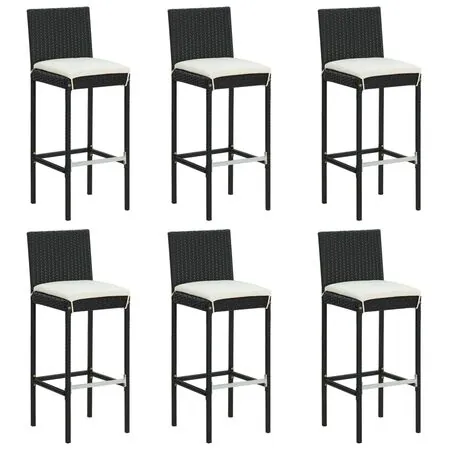  Set mobilier bar de grădină cu perne, 7 piese, negru