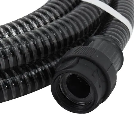  Furtun de aspirație cu racorduri din PVC, negru 1" 4 m, PVC