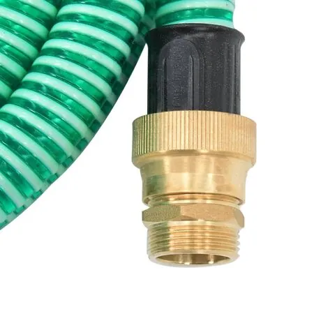  Furtun de aspirație cu racorduri din alamă, verde 1,1" 5 m, PVC