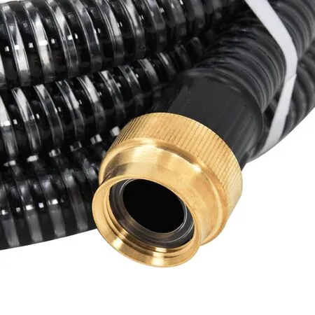  Furtun de aspirație cu racorduri din alamă, negru 1,1" 3 m, PVC