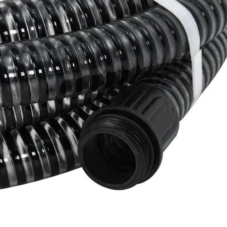  Furtun de aspirație cu racorduri din alamă, negru 1,1" 3 m, PVC