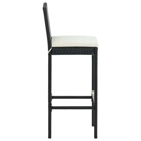  Set mobilier bar de grădină cu perne, 7 piese, negru