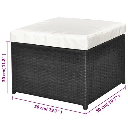  Set mobilier de grădină cu perne, 4 piese, negru, poliratan