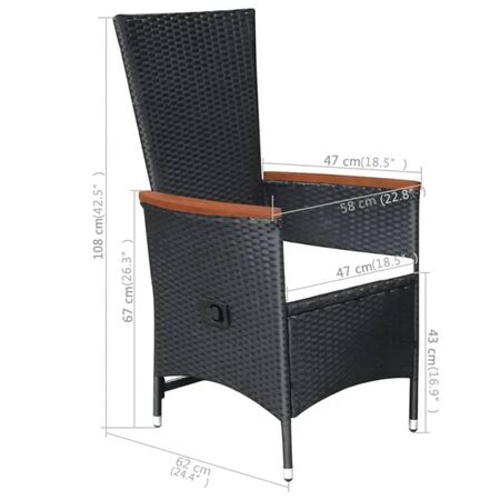  Set de masă pentru grădină, 5 piese, negru