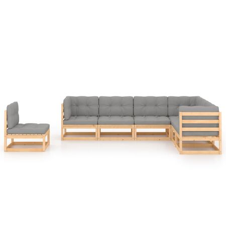  Set mobilier de grădină cu perne, 7 piese, lemn masiv de pin