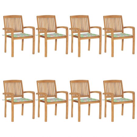 Set 8 bucati scaune de gradina stivuibile cu perne, multicolor