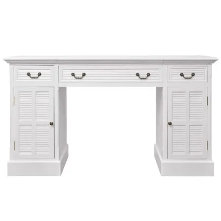  Birou dublu cu piedestal, 140 x 48 x 80 cm, alb