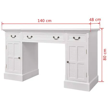  Birou dublu cu piedestal, 140 x 48 x 80 cm, alb