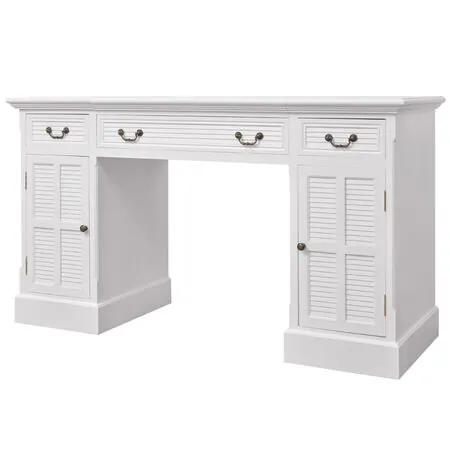  Birou dublu cu piedestal, 140 x 48 x 80 cm, alb