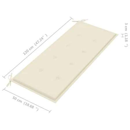  Bancă de grădină cu pernă, 120 cm, lemn masiv de acacia