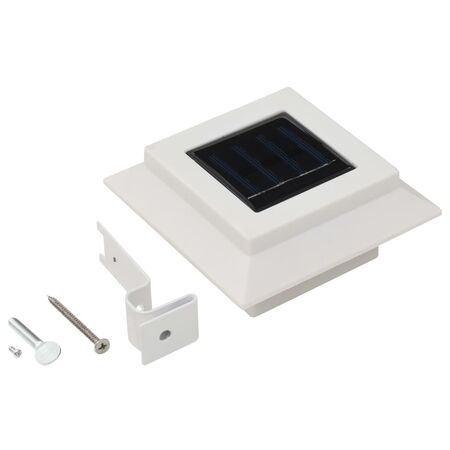  Lămpi solare de exterior cu LED, 6 buc, alb, 12 cm, pătrat