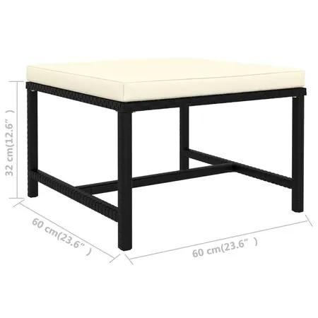  Set mobilier de grădină cu perne, 10 piese, negru, poliratan
