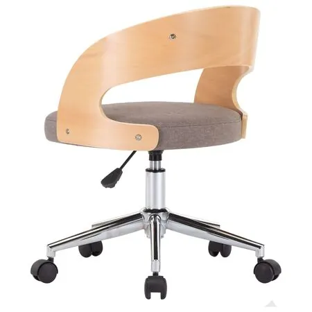  Scaune pivotante de masă 2 buc. gri taupe, lemn curbat & textil