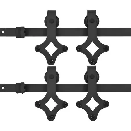  Set feronerie pentru uși glisante, 2 piese,negru, 200 cm, oțel