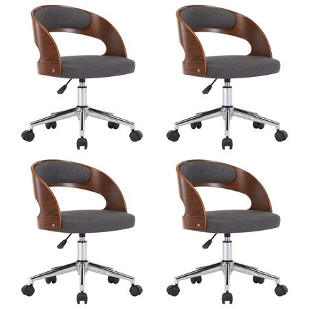  Scaune de bucătărie pivotante, 4 buc, gri, lemn curbat/textil