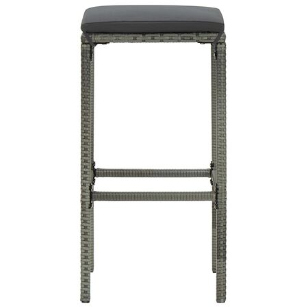  Set mobilier bar de grădină cu perne, 7 piese, gri, poliratan