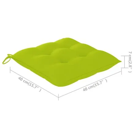 Scaune de grădină cu perne verde aprins, 4 buc., lemn masiv tec