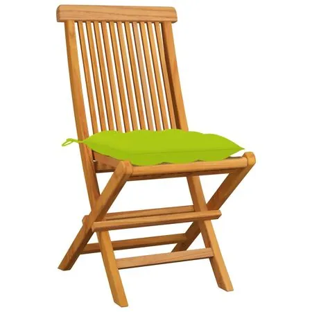  Scaune de grădină cu perne verde aprins, 4 buc., lemn masiv tec