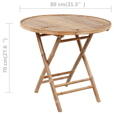 Set mobilier de exterior pliabil, cu perne, 5 piese, bambus