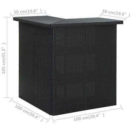  Set mobilier bar de grădină cu perne, 4 piese, negru, poliratan