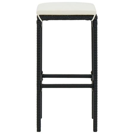  Set mobilier bar de grădină cu perne, 4 piese, negru, poliratan