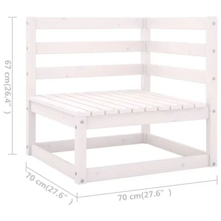 Set mobilier de grădină, 8 piese, alb, lemn masiv de pin