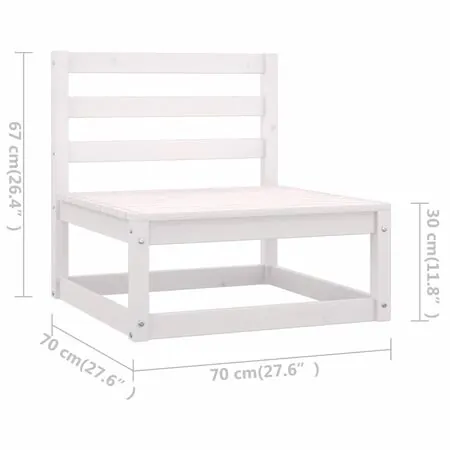  Set mobilier de grădină, 8 piese, alb, lemn masiv de pin