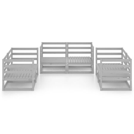  Set mobilier de grădină, 6 piese, gri, lemn masiv de pin