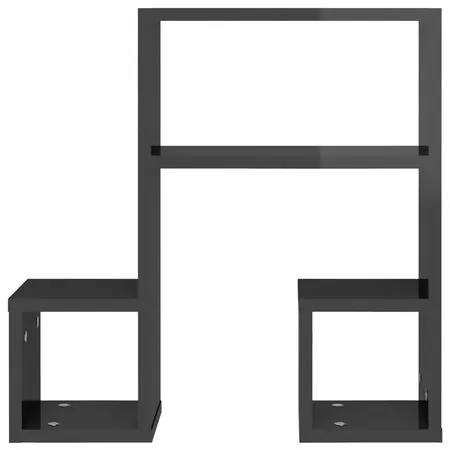  Rafturi de perete 2 buc. gri lucios 50x15x50 cm lemn prelucrat