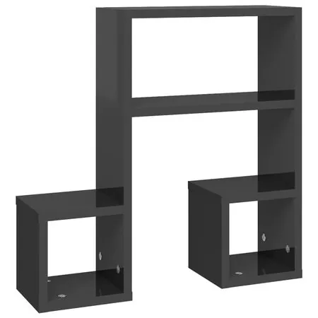  Rafturi de perete 2 buc. gri lucios 50x15x50 cm lemn prelucrat