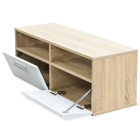  Comodă TV, PAL, 95 x 35 x 36 cm, culoarea stejarului și alb