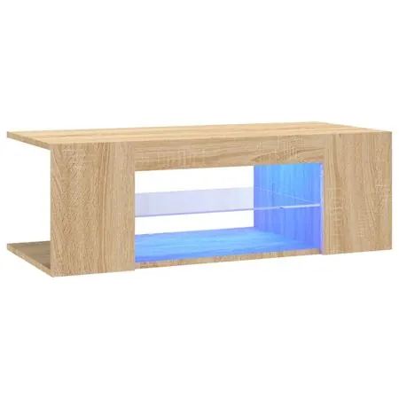  Comodă TV cu lumini LED, stejar Sonoma, 90x39x30 cm