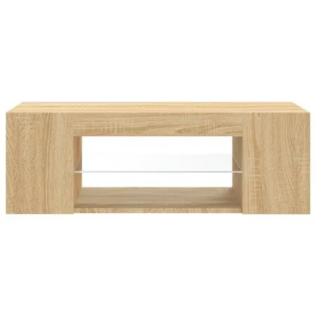  Comodă TV cu lumini LED, stejar Sonoma, 90x39x30 cm