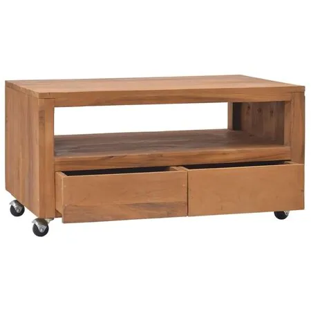  Comodă TV cu roți, 80x50x42 cm, lemn masiv de tec