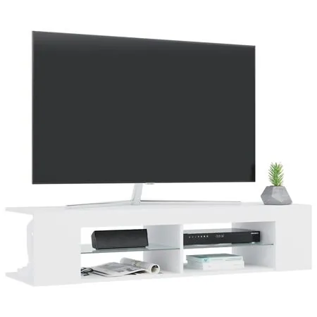  Comodă TV cu lumini LED, alb, 135x39x30 cm